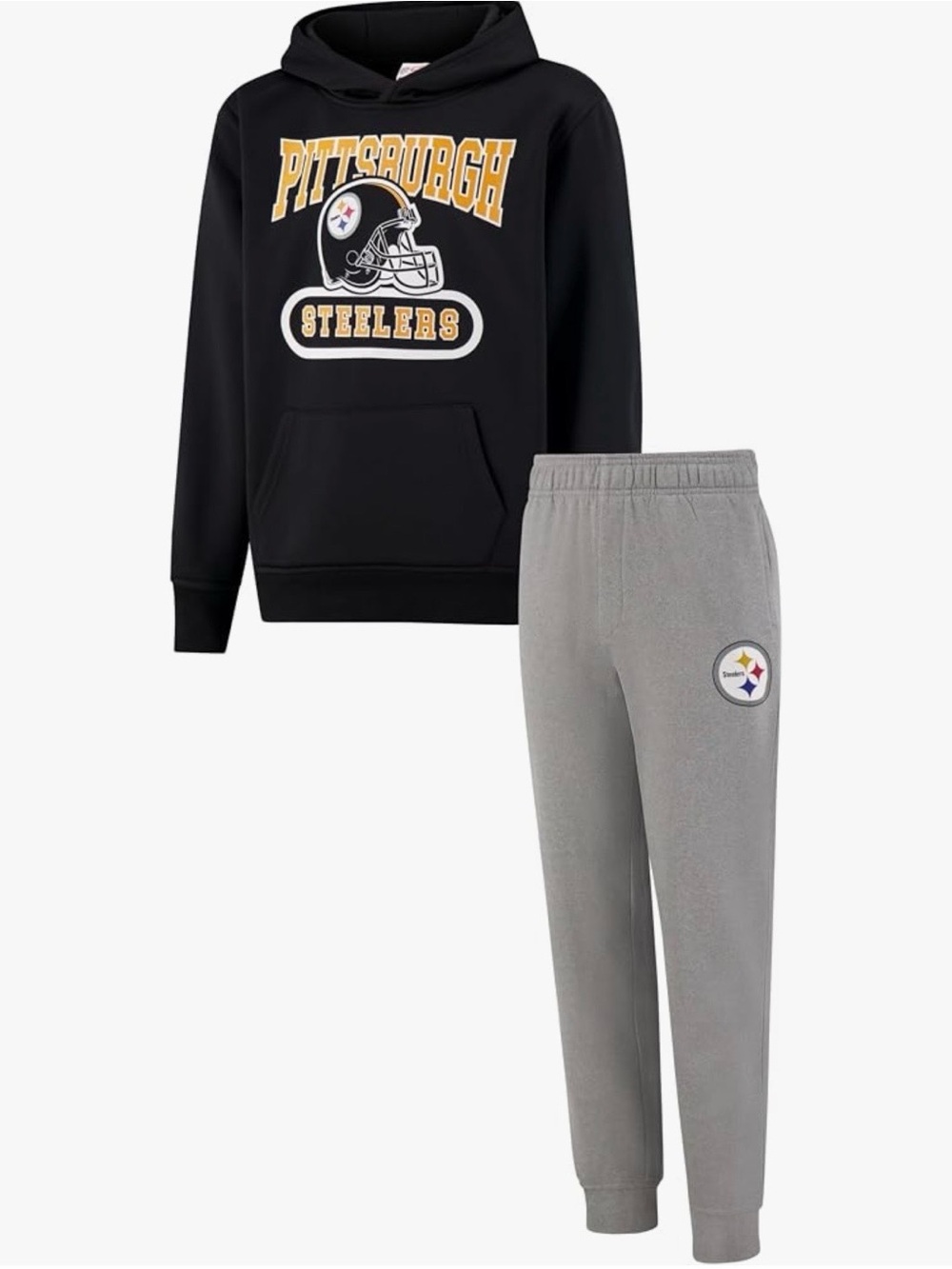 Pittsburgh Steelers 14-16 Hoodie & Jogger Set - Black Hoodie, Gray Joggers